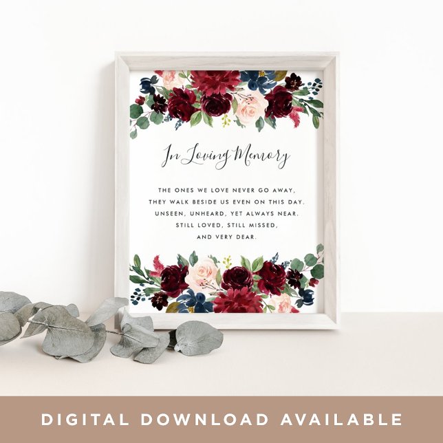 Pôster Sinal de Memória de Casamento Flor de Rádio (Criador carregado)