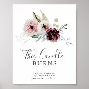 Poster Sinal de Memória de Casamento Floral Romance