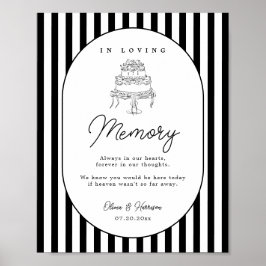 Poster Sinal de Memória de Casamento Listrado Preto e Bra