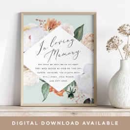 Poster Sinal de Memorial de Casamento Boho Blooms