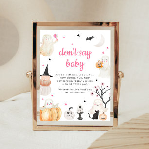 Poster Sinal de Menina no Halloween Little Boo Não Diga B
