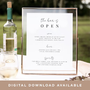 Poster Sinal de menu Bar de casamento de script mínimo