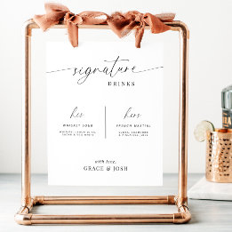 Poster Sinal de menu Bar de coquetel da bebida de assinat