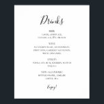 Poster Sinal de Menu Bebidas de Casamento Elegante Simple<br><div class="desc">Este simples cartaz de cardápio elegante para bebidas noivas é perfeito para a sua recepção de casamento moderna minimalista de preto e branco. O design apresenta fonte contemporânea mínima acompanhada de caligrafia formal. Mantenha-o como está, ou escolha personalizá-lo com seu próprio trabalho de arte ou fotos!</div>