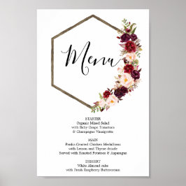 Poster Sinal de Menu Boho Burgundy ou Menu do Bar