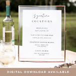 Poster Sinal de Menu Cocktail de Assinatura de Casamento<br><div class="desc">Convide seus convidados para pegar uma libação favorita do bar com nosso carinhoso cartaz do cardápio do bar de casamento. O poster 11x14 apresenta "cocktails de assinatura" em scripts de caligrafia preta nítida e letra de bloco. Personalize com seus nomes de cocktail e descrições especiais abaixo.</div>