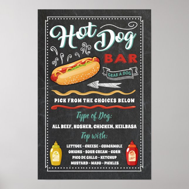 Poster Sinal de Menu de Bar de Cachorro-Quente para Festa (Frente)