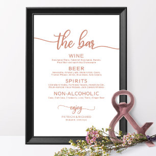 Poster Sinal de Menu de Bar de Casamento Caligrafia Doura