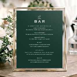Poster Sinal de Menu de Bar de Casamento Clássico Minimal