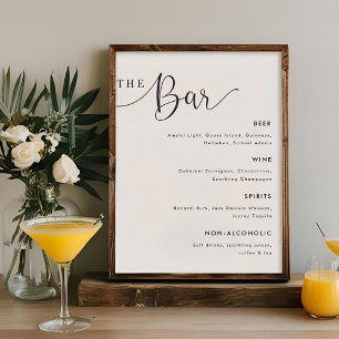 Poster Sinal de Menu de Bar de Casamento de Caligrafia Mo