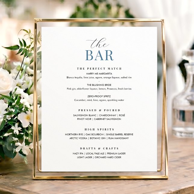 Poster Sinal de Menu de Bar de Casamento Elegante Chic Mi (Criador carregado)