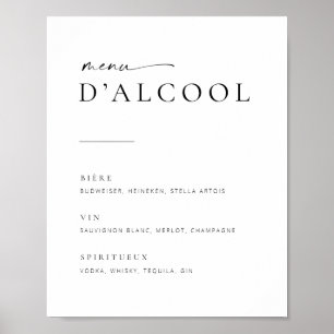 Poster Sinal de Menu de Bar de Casamento em Script Modern