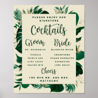 Sinal de Menu de Bar de Coquetéis com Assinatura d
