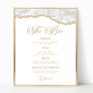 Poster Sinal de Menu de Bar de Festa de Ágata Dourada Bra
