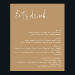 Poster Sinal de Menu de Bar INDIE Boho Tons Terrosos Vamo<br><div class="desc">Este sinal de menu de bar apresenta uma fonte manuscrita arrojada e um design minimalista moderno com uma combinação de cores bege e branco em tons terrosos. Altere facilmente a fonte e a cor do fundo para combinar com o seu evento. É perfeito para um casamento, chá de casal, chá...</div>