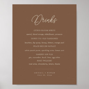 Poster Sinal de Menu de Bar Minimalista Bege Marrom Moder