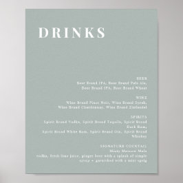 Poster Sinal de Menu de Bar Moderno em Verde Sage NINA
