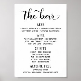 Poster Sinal de Menu de Barra Clássico Caligrafia Fonte S