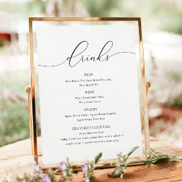 Poster Sinal de Menu de Barra de Caligrafia Elegante ASHE