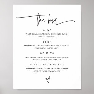 Poster Sinal de Menu de Bebidas Casamento Cartaz da Recep