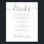 Poster Sinal de Menu de Bebidas com Letra de Assinatura C<br><div class="desc">Este sinal de menu de bebidas minimalista com letra elegante é perfeito para a celebração do seu casamento. Criado por Thisisnotme©</div>