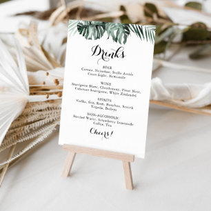 Poster Sinal de Menu de Bebidas de Casamento Branco com F