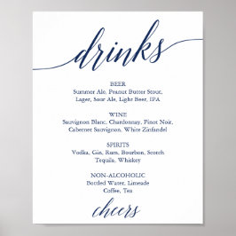 Poster Sinal de Menu de Bebidas de Casamento com Caligraf