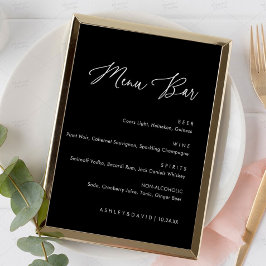 Poster Sinal de Menu de Bebidas de Casamento com Caligraf