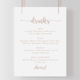 Poster Sinal de Menu de Bebidas de Casamento com Caligraf