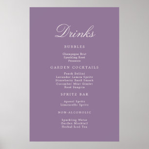 Poster Sinal de Menu de Bebidas de Casamento em Caligrafi
