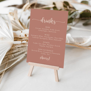 Poster Sinal de Menu de Bebidas de Casamento em Terracota