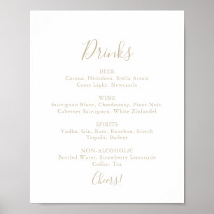 Poster Sinal de Menu de Bebidas de Casamento Minimalista 