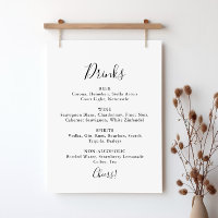 Sinal de Menu de Bebidas de Casamento Minimalista 
