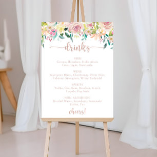 Poster Sinal de Menu de Bebidas de Casamento Rosa Dourado