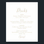 Poster Sinal de Menu de Bebidas de Casamento Simples Mini<br><div class="desc">Este sinal de menu de bebidas de casamento simples minimalista dourado é perfeito para um casamento moderno. O design simples e elegante apresenta tipografia clássica e sofisticada em dourado.</div>