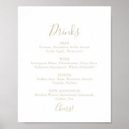 Poster Sinal de Menu de Bebidas de Casamento Simples Mini