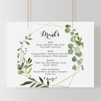 Sinal de Menu de Bebidas de Casamento Tropical Dou