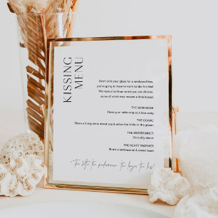 Poster Sinal de Menu de Beijo de Casamento HARLOW