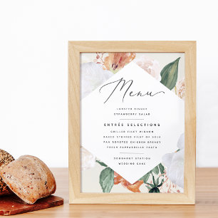 Poster Sinal de Menu de Casamento Boho Blooms