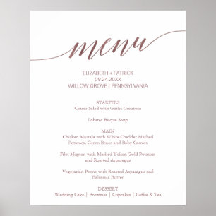 Poster Sinal de Menu de Casamento com Caligrafia em Doura