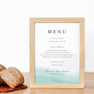 Pôster Sinal de Menu de Casamento de Seaglass Tides