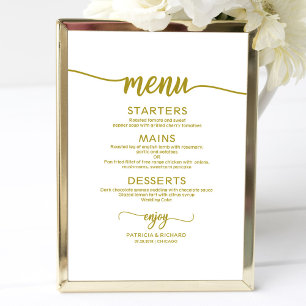 Poster Sinal de Menu de Casamento Rústico Chique Caligraf