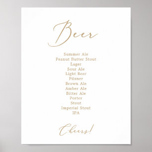 Poster Sinal de Menu de Cerveja de Casamento com Caligraf
