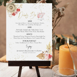 Poster Sinal de Menu de Coquetel Boho para Festa de Despe