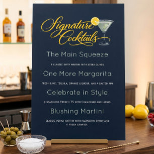 Poster Sinal de Menu de Coquetel Navy Margarita Martini