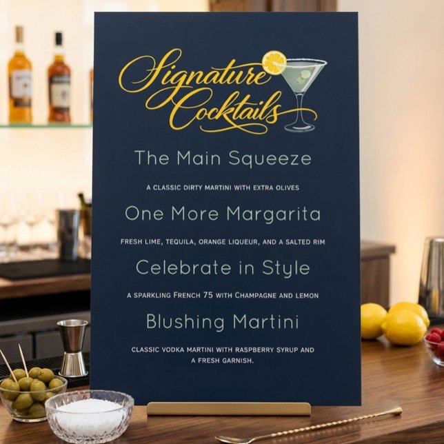 Poster Sinal de Menu de Coquetel Navy Margarita Martini (Criador carregado)