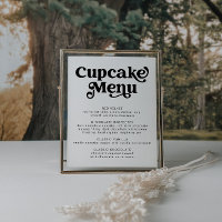 Sinal de Menu de Cupcake Retro