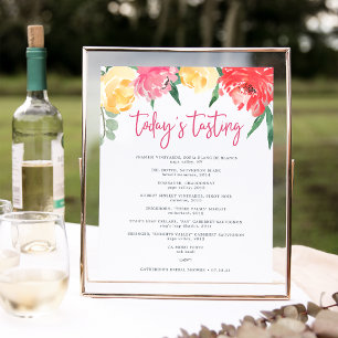 Poster Sinal de Menu de Degustação de Vinho do Jardim Ros