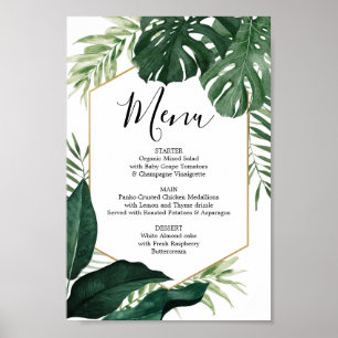 Poster Sinal de Menu de Monstera Tropical ou Sinal de Men