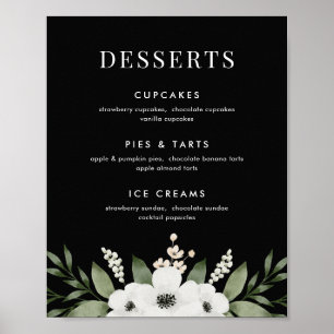 Poster Sinal de Menu de Sobremesa Botânica Floral Elegant
